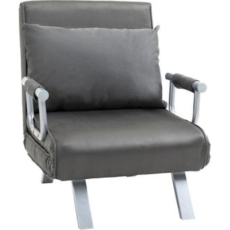 HOMCOM Homcom - Poltrona Letto Singola Divano Letto 1 Piazza Grigio