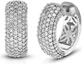 Vir Jewels 2 cttw Lab Grown Diamond Hoops Earrings in Sterling Silver With Hidden Post For Women