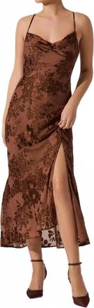 Astr Gaia Burnout Midi Dress In Brown