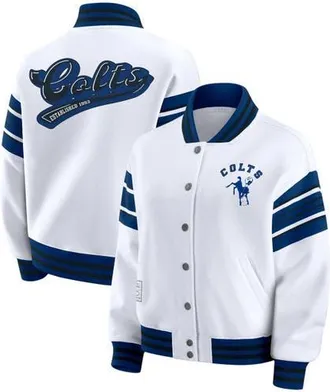 WEAR by Erin Andrews Womens WEAR by Erin Andrews White Indianapolis Colts Plus Size Full-Snap Fleece Sweatshirt Jacket at Nordstrom, Size 3X
