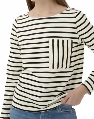 Inwear Della Long Sleeve T Shirt In Whisper White With Black Stripe