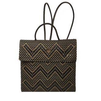 Lola's Bag Womens Medium Handmade Chevron Backpack In Black/gold