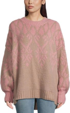 Free People Knit Printed Tunic Sweater In Pink