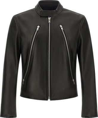 Maison Margiela Black Solid Mandarin Collar Jacket