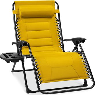 Best Choice Products Oversized Padded Zero Gravity Chair, Folding Outdoor Patio Recliner w/ Side Tray