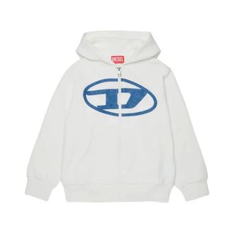 Diesel Logo Zip Hoodie - male - Diesel - Kids Sweatshirts - White - 10 Y - Kids