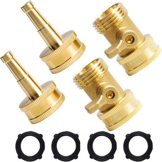 OEM [mai Usato]lotto Di 2 Autobus Laiton Robustes Con Vannes DArr&ecirc;t Ght 3/4 Per Tuyau Arrosage Et Lave-auto Inclus 4 Rondelles Caoutchouc