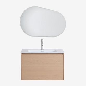Sklum Conjunto De Mueble De Ba&ntilde;o Suspendido 80x50 Cm En Madera Con Lavabo Integrado Jacob Sklum