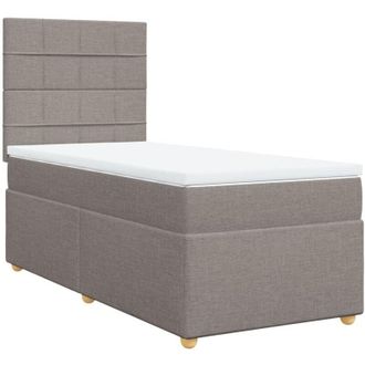 vidaXL Cama Box Spring Con Colch&oacute;n Tela Gris Taupe 90x190 Cm Vidaxl