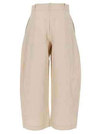 STUDIO NICHOLSON Wide-Leg Cotton Trousers - Beige