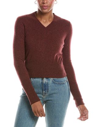 Autumn Cashmere V-Neck High Cuff Cashmere Sweater