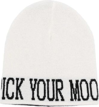 Alberta Ferretti Pick Your Mood Beanie - Dames - Hoeden - Wit - ONE Size - Wol - Accessoires