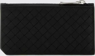 Bottega Veneta Intrecciato Leather Flat Card Holder with Zip Pocket