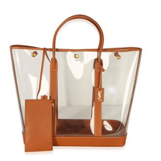 Saint Laurent Brown Calfskin Vinyl Cabas Tote