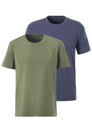John Devin T-Shirt JOHN DEVIN mit Slub-Garn Struktur, Herren, Gr. XXL (60/62), gr&uuml;n (khaki, blau), Slub, Obermaterial: 100% Baumwolle, meliert, bequem, Rundhals,