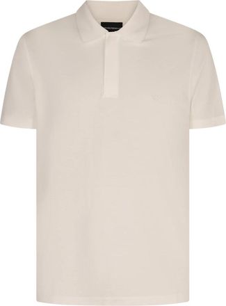 Emporio Armani Katoenen poloshirt met geribbelde randen - Heren - Polos - Wit - S - Katoen - Tops