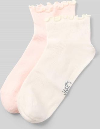 Jake*s Casual Socken mit Wellensaum im 2er-Pack in Hellrosa, Gr&ouml;&szlig;e 35-38