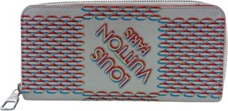 Louis Vuitton Damier Canvas Red Color White Leather Long Wallet (Bi-Fold) (Pre-Owned)