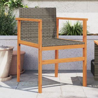 vidaXL Vidaxl - Sillas De Jard&iacute;n 2 Uds Madera Maciza Y Rat&aacute;n Sint&eacute;tico Gris
