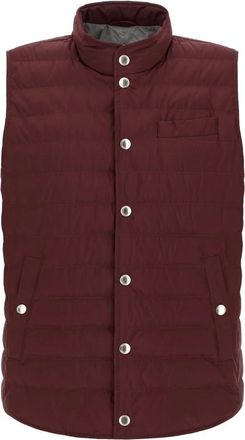 Brunello Cucinelli Techno Fabric Down Vest - Heren - Bodywarmers - Rood - M - Polyester - Jassen