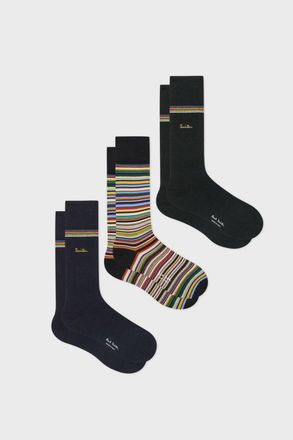 Paul Smith 3 PACK GOLD SIGNATURE SOCKS Size: OS, colour: MULTI