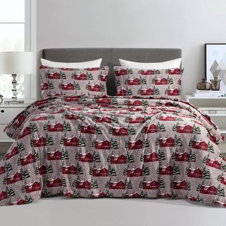 Elegant Comfort 4-Piece Holiday Christmas Velvet Plush Flannel Sheet Set