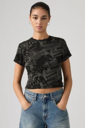 Levi's Graphic Essential Sporty Tee - Mujer - XS - Negro / Zine Cowboy Grid Pirate Black