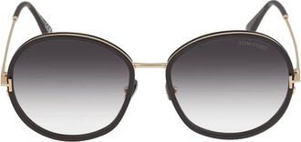 Tom Ford Hunter Smoke Gradient Round Ladies Sunglasses FT0946 01B 58