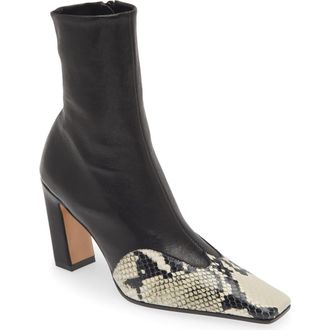 Khaite Dallas Square Toe Sock Bootie in Black/Natural at Nordstrom, Size 10.5Us