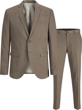 Jack & Jones Anzug JACK & JONES JPRFRANCO Extra schmal, pflegeleicht, stilvoll mit fallendem Revers, Herren, Gr. 50, N-Gr, morel, Web, Obermaterial: 78% Polyester,