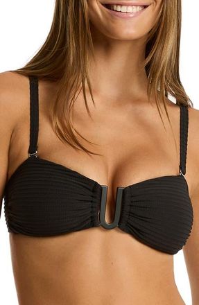 Sea Level Australia U-Bar Bandeau Bikini Top in Black at Nordstrom, Size 10 Us