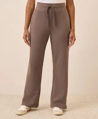 Pact Organic Cotton CloudKnit Wide Leg Pant in Deep Taupe at Nordstrom, Size Xx-Large