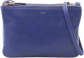 Celine Pre-owned Trio Small Leren Schoudertas - Dames - Vintage Schoudertas - Blauw - ONE Size - Leer - Vintage
