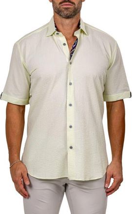 Maceoo Galileo Marthy Short Sleeve Button-Up Shirt in Yellow at Nordstrom, Size 7