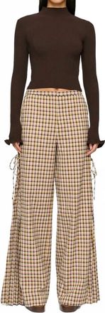 Clea Alina Ruffle Hem Knit Top In Chocolate