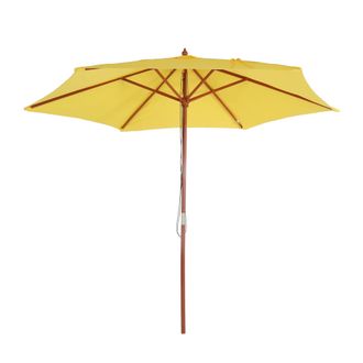 Hhg [nunca Usado] Sombrilla Florida, Sombrilla De Jard&iacute;n Sombrilla De Mercado, &Oslash; 3m Poli&eacute;ster/madera, Amarillo
