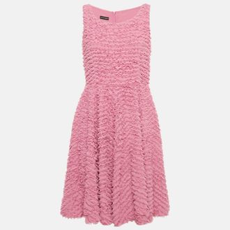 Emporio Armani Pink Pleated Chiffon Short Dress