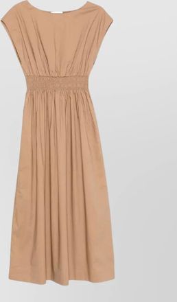 Roberto Collina cotton midi dress gathered waist sleeveless
