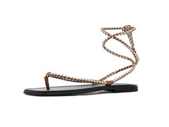 Veronica Beard Carmina Woven Cord Strappy Sandals Womens Sandals Hazelwood/Ecru : 10 M, Leather