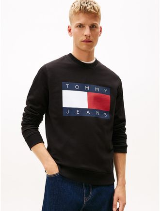 Tommy Hilfiger Mens Tommy Jeans Big Flag Logo Sweatshirt - Black - XXL