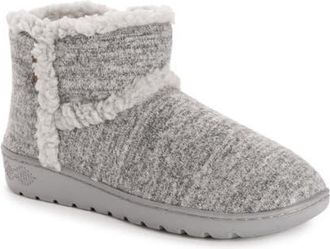 Muk Luks Aubree Faux Shearling Bootie Slipper in Sweatshirt Heather Grey at Nordstrom, Size Small