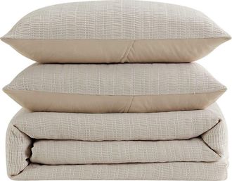 Kenneth Cole Reaction Stitched Gauze Yarn Dye Jacquard Duvet & Sham Set in Light Beige at Nordstrom Rack, Size Full/queen