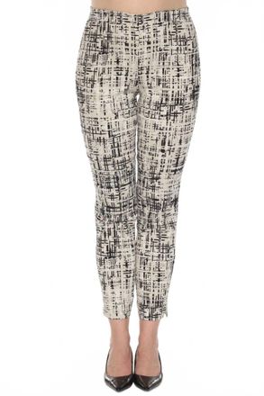 Joseph Ribkoff Abstract Print Slim Ankle Pants In Vanilla/multi