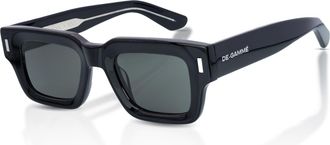 Infinity Leather De-Gamme Zwarte Rechthoekige Dik Montuur Gepolariseerde Zonnebril - Boedapest