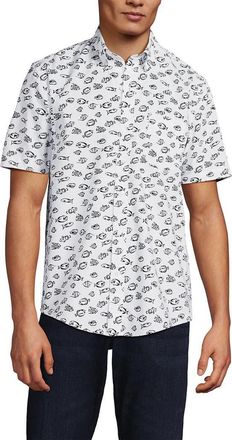 Lands End Short Sleeve Essential Lightweight Poplin in Radiant Navy Fish at Nordstrom, Size Xx-Large