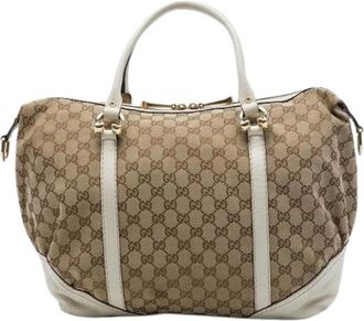 Gucci Pre-owned Boston Bag - Dames - Vintage Handtas - Beige - ONE Size - Leer - Vintage