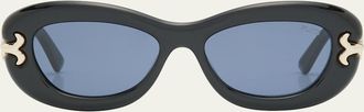 Pucci Filigree Acetate Oval Sunglasses