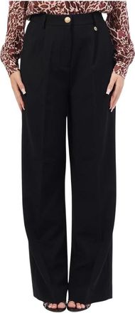 Yes-Zee Zwarte Chino met Elastische Taille - Dames - Wijde Broeken - Zwart - W26 - Broeken