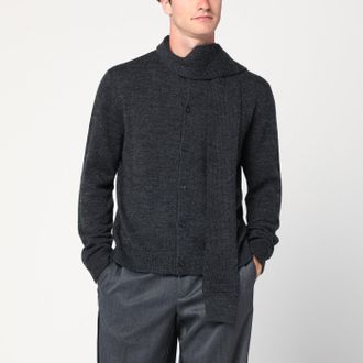 Maison Margiela Grey wool-blend cardigan with scarf