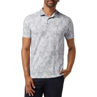 Travis Mathew Featherweight Season Performance Floral Polo in Heather Light Grey at Nordstrom, Size Xx-Large